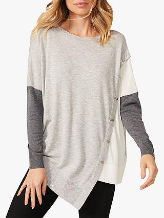 Phase Eight Sonny Knit Colour Block Top, Grey