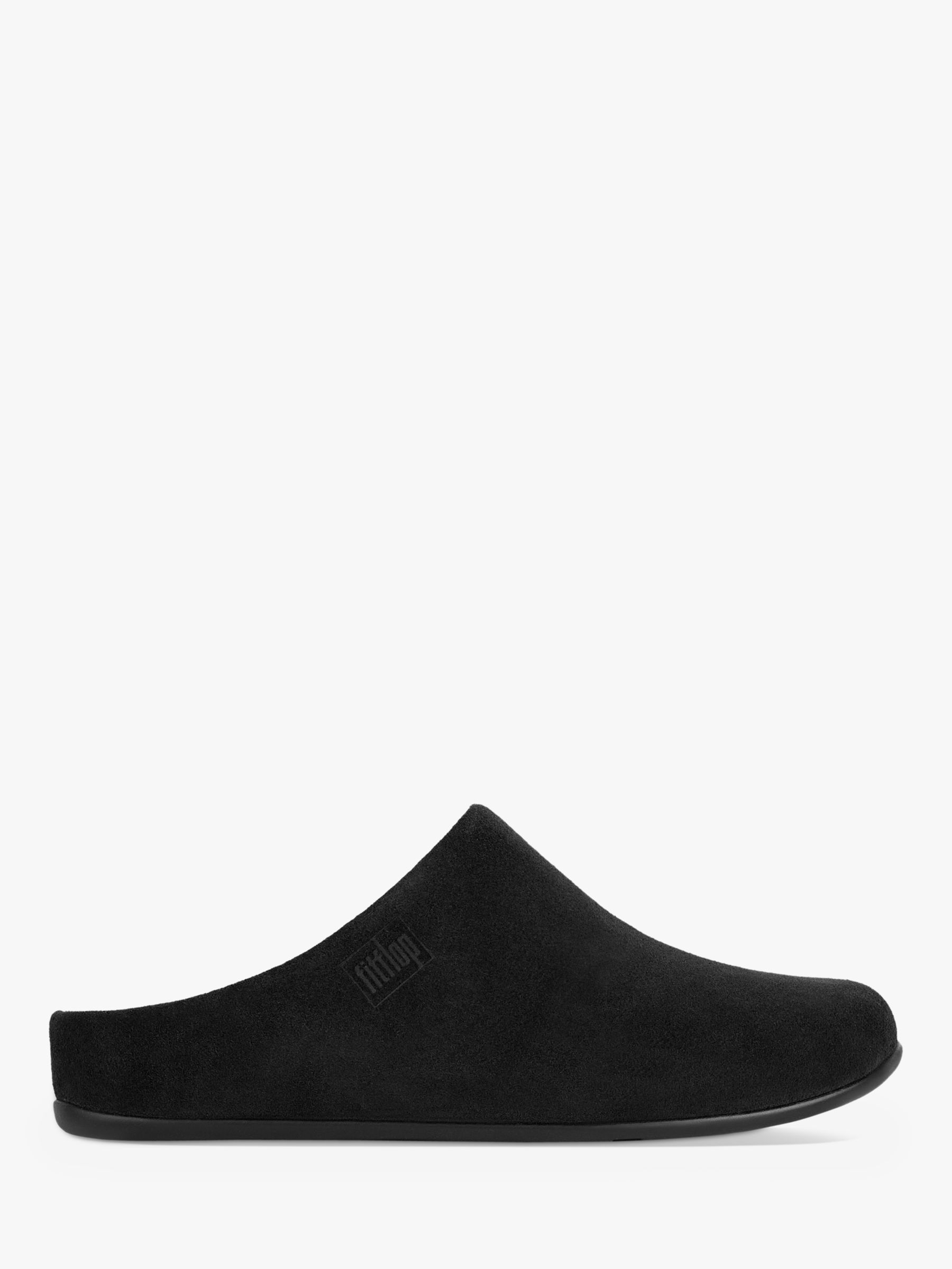 FitFlop Chrissie Shearling Lined Suede Slippers, Black at John Lewis ...