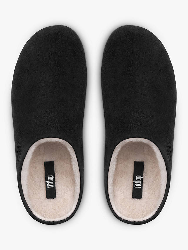 FitFlop Chrissie Shearling Lined Suede Slippers, Black