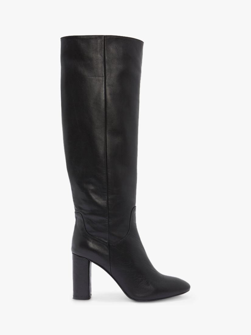 Mint Velvet Rachel Leather Knee High Boots, Black