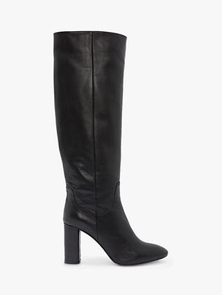 Mint Velvet Rachel Leather Knee High Boots, Black