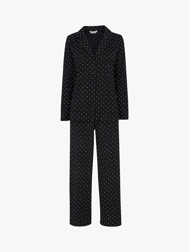 Whistles Spot Print Long Sleeved Pyjama Set, Black/Multi