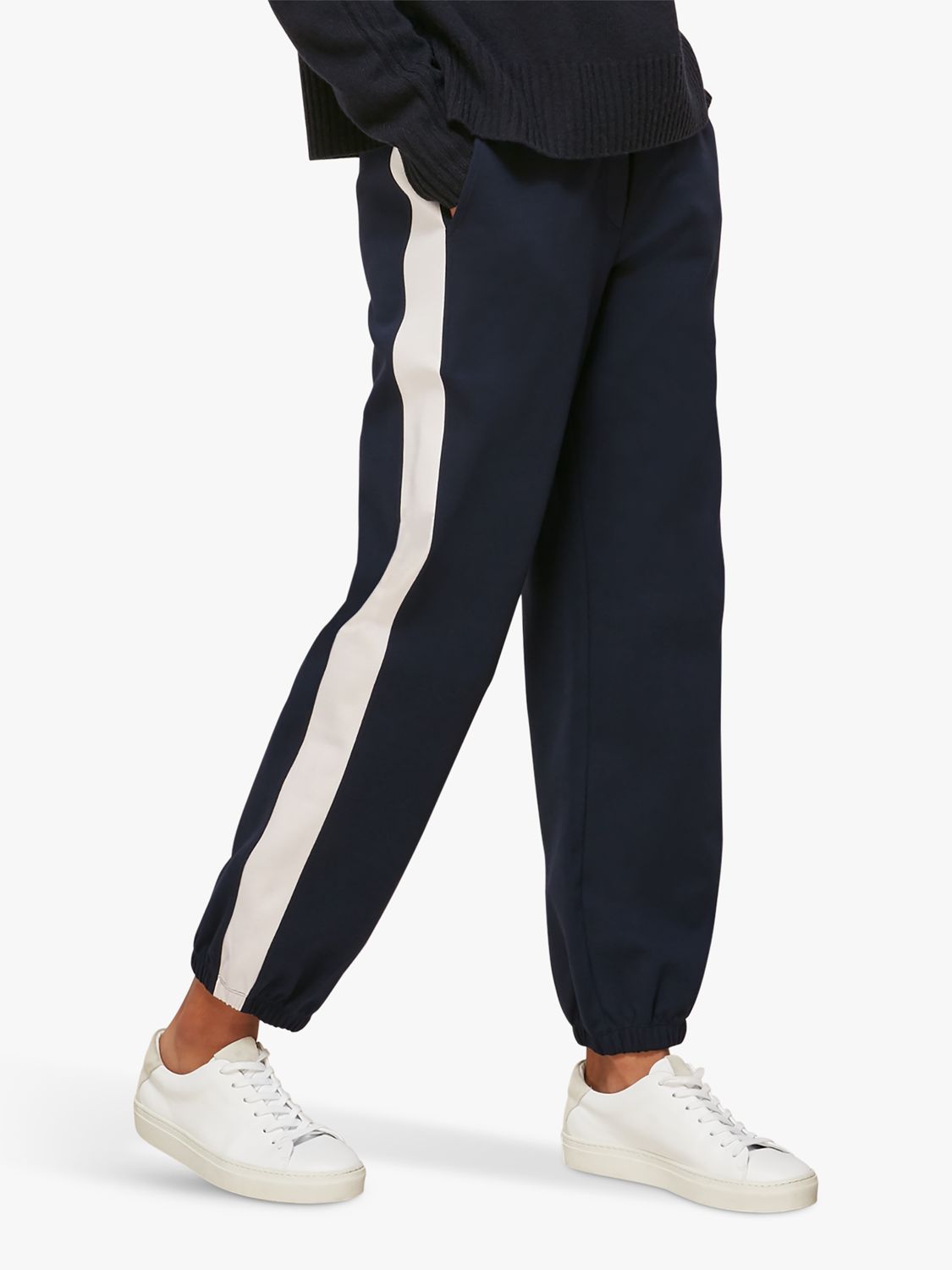 Whistles Side Stripe Jogger Trousers, Navy at John Lewis & Partners