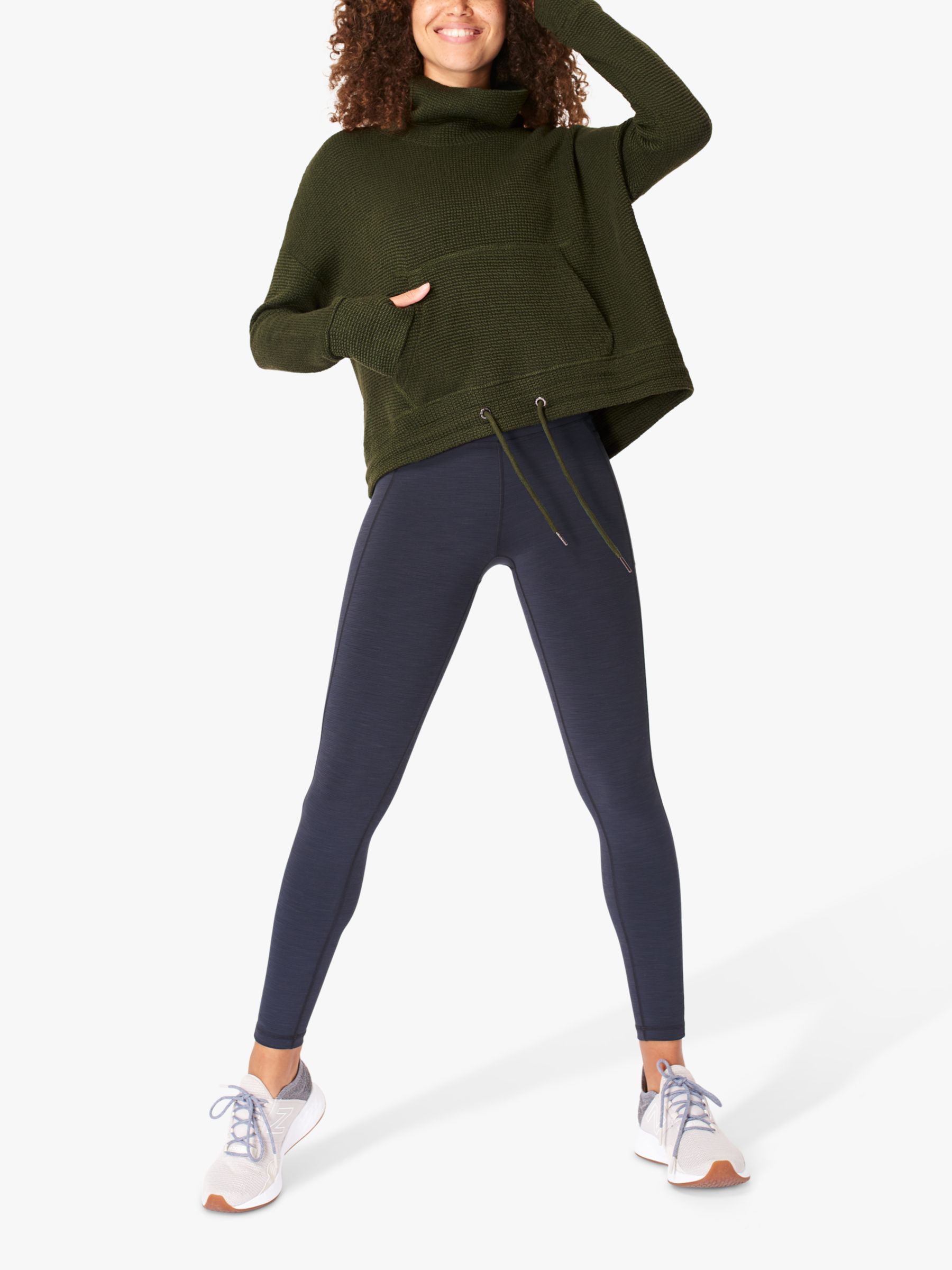 Sweaty Betty Restful Boucle Sweatshirt, Olive Green, XXS