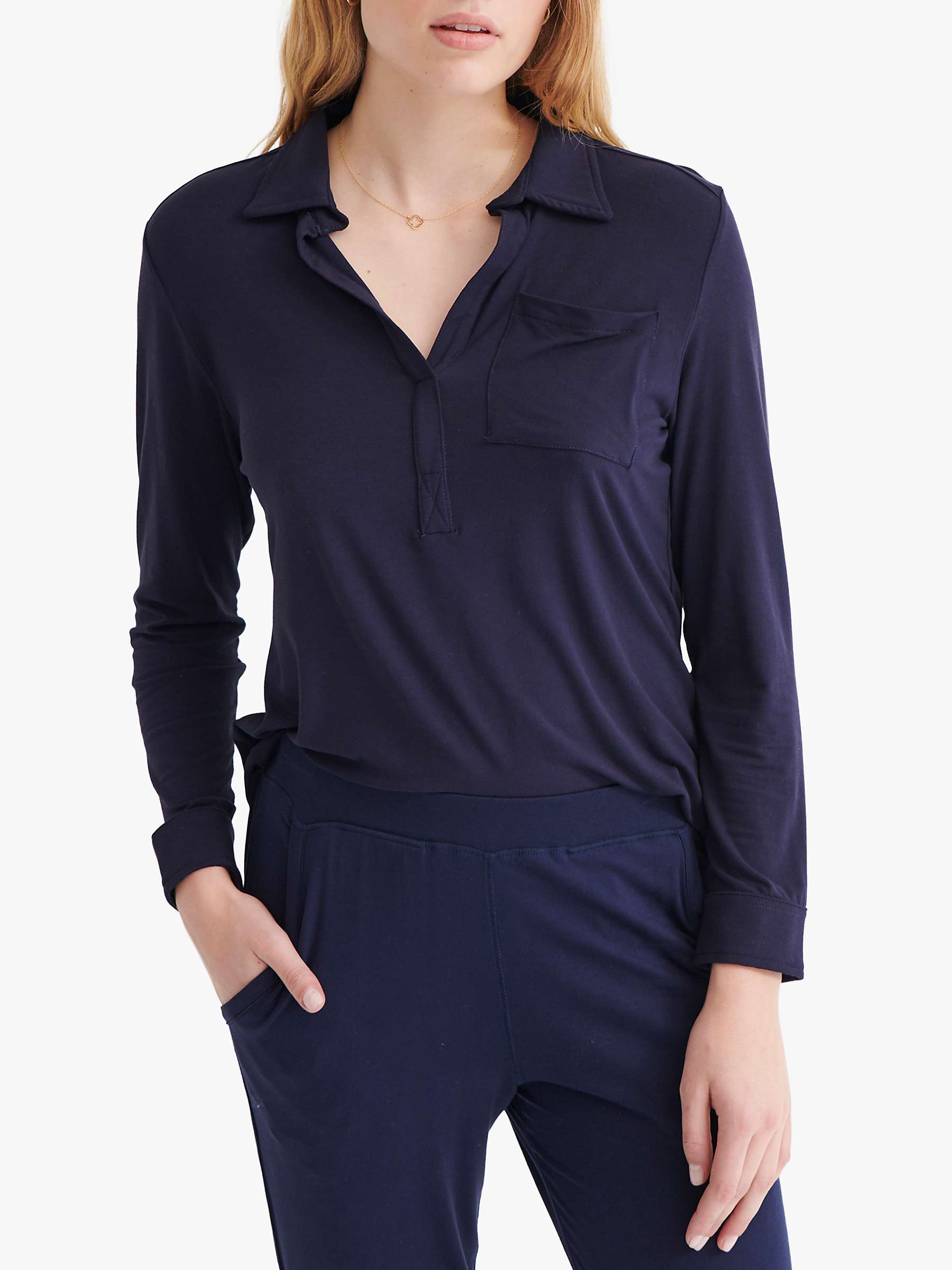 Buy NRBY Evie Jersey Blouse, Navy Online at johnlewis.com