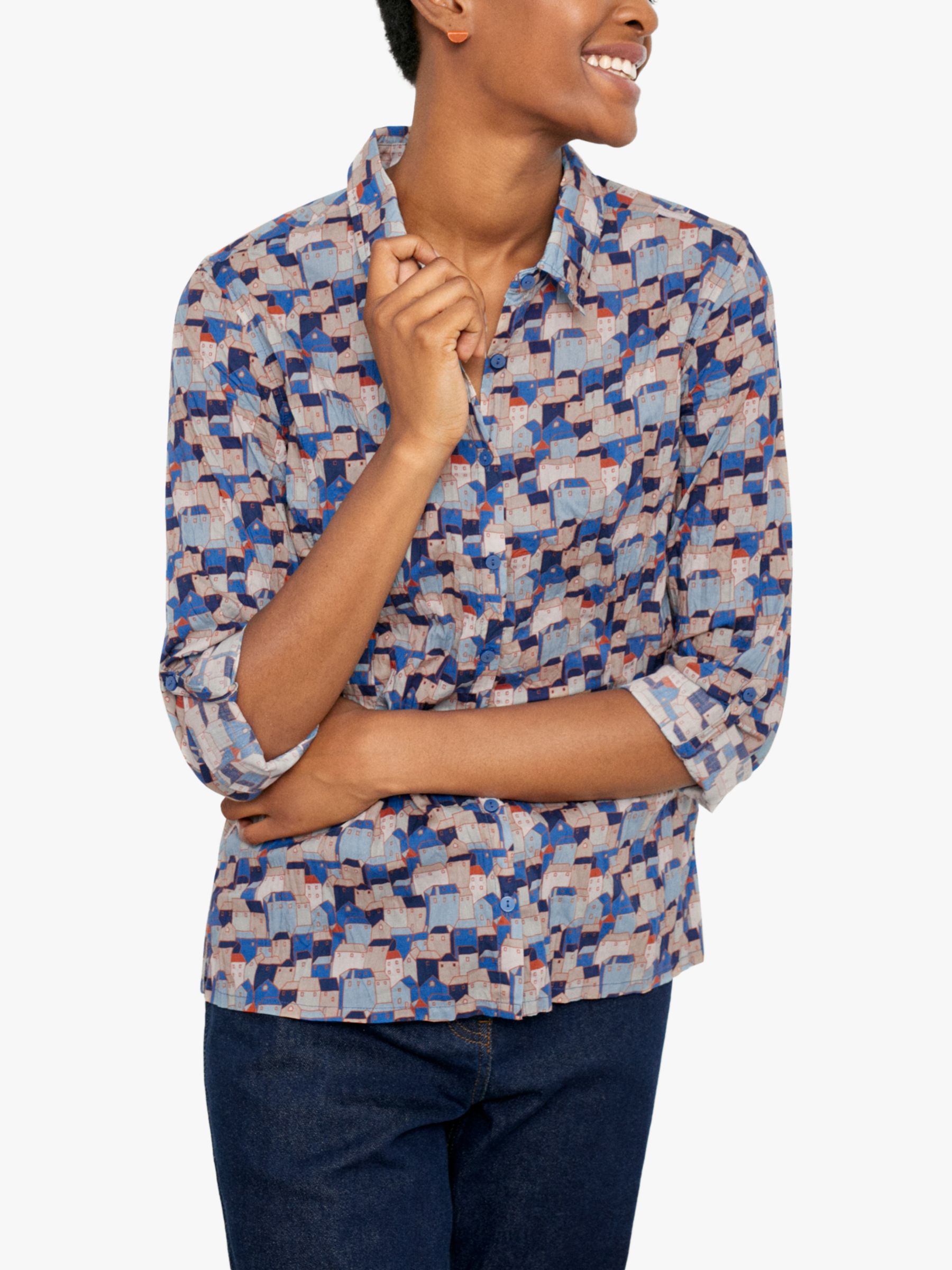 Seasalt Larissa Long Sleeve Print Shirt, Blue
