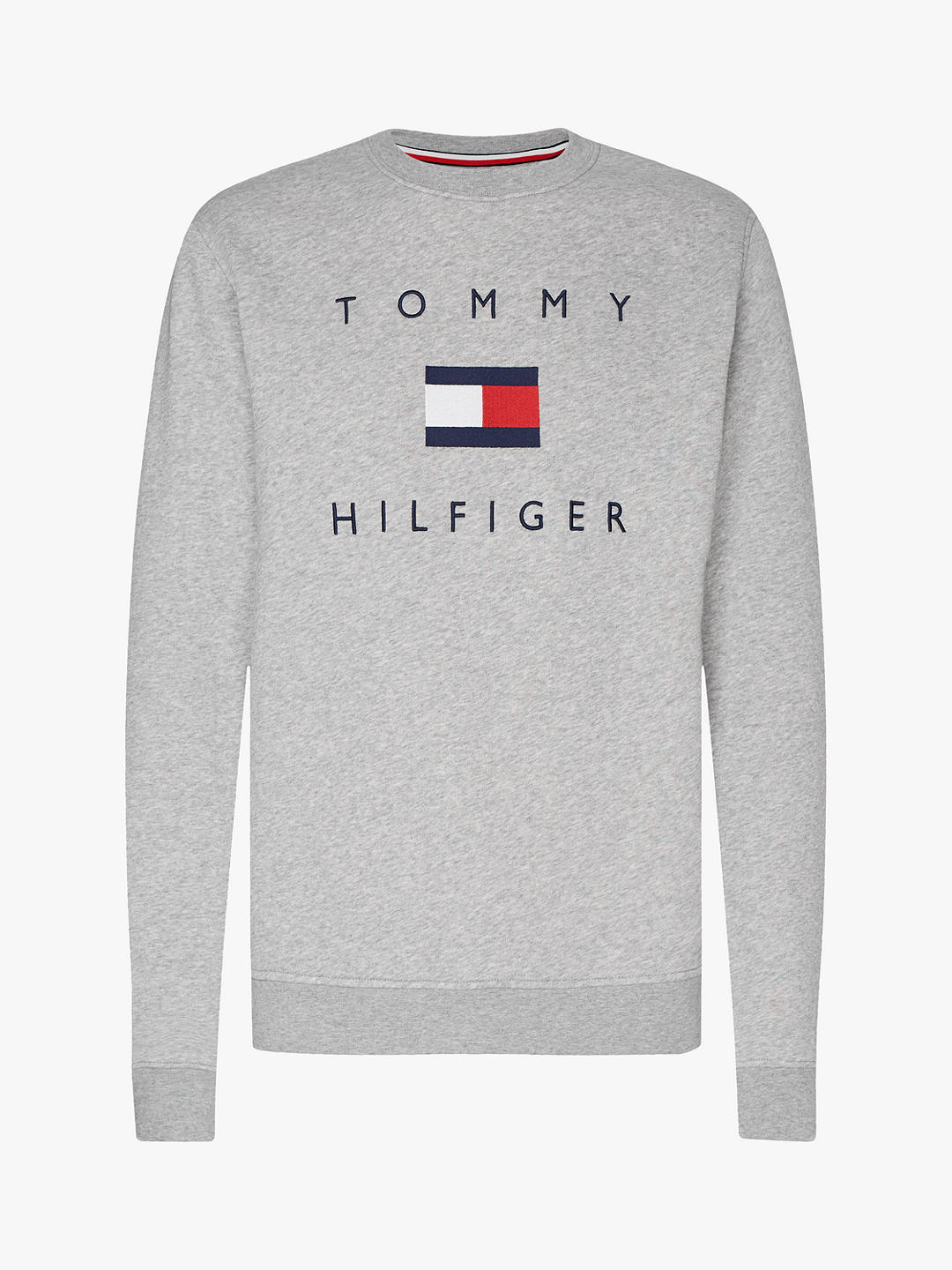Tommy Hilfiger Flag Logo Sweatshirt, Medium Grey Heather at John Lewis ...