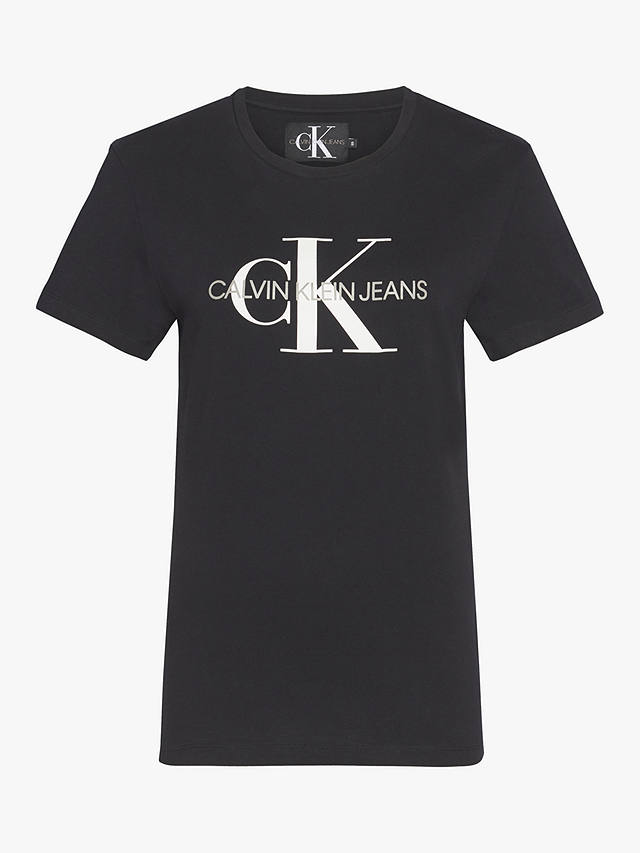 Calvin Klein Monogram Logo Regular Fit T-Shirt, Black at John Lewis ...