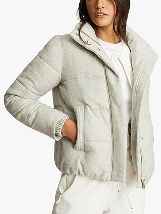 Reiss Isabel Quilted Coat, Pale Grey