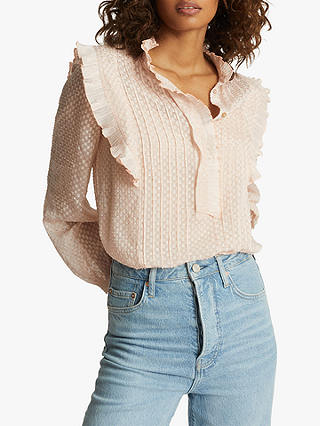 Reiss Taylor Embroidered Blouse, Nude