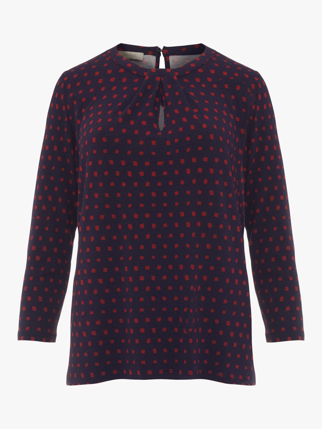 Hobbs Julia Spot Print Top, Navy/Merlot at John Lewis & Partners