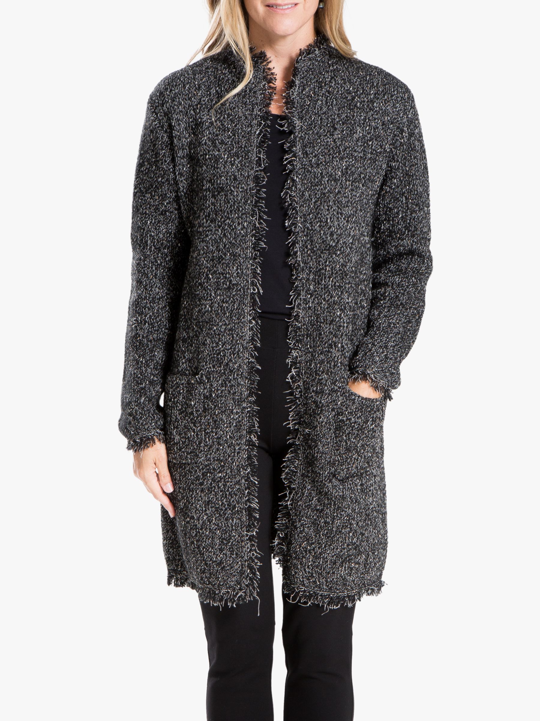 Max Studio Fringe Cardigan, Black at John Lewis & Partners