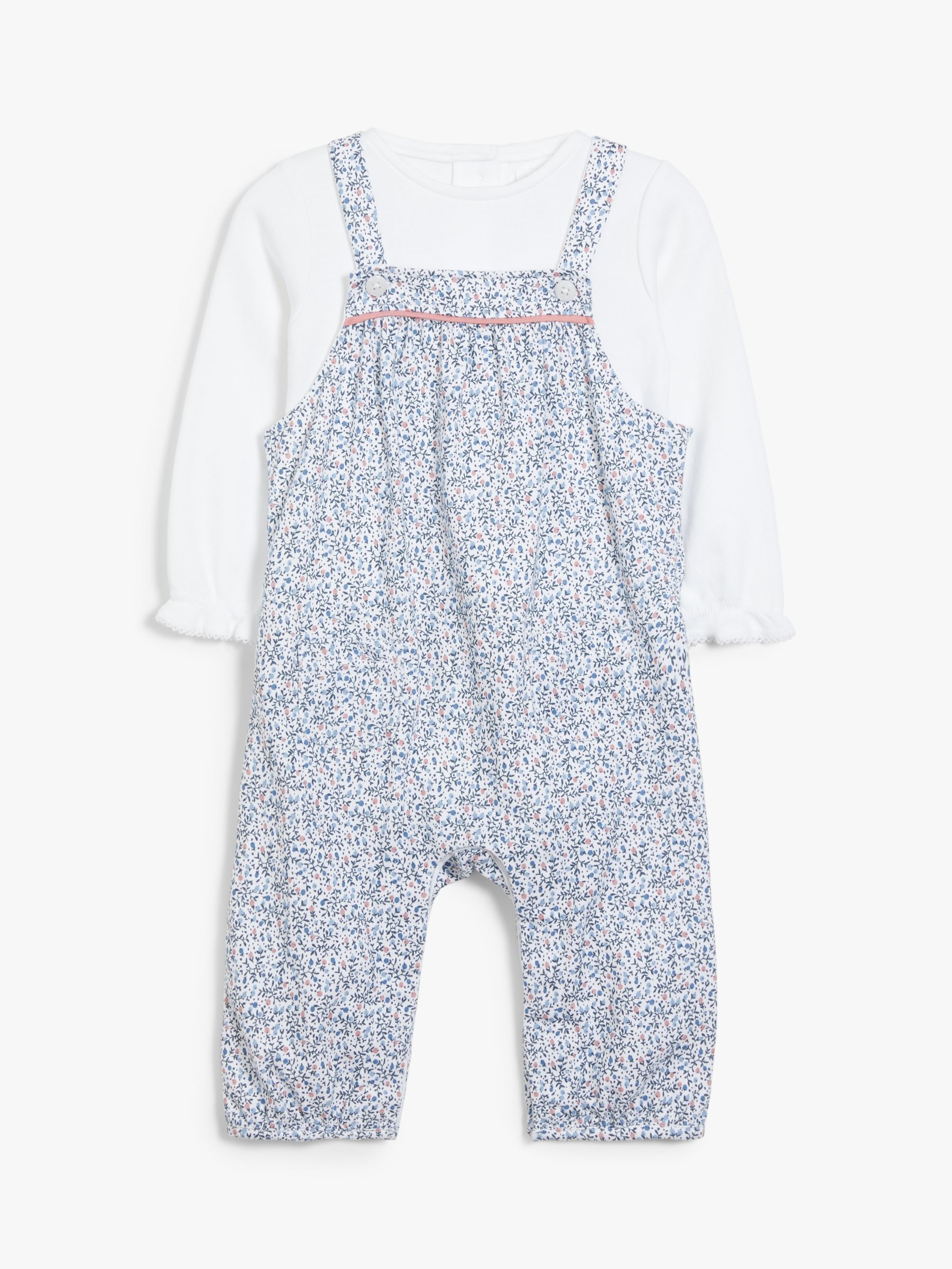 John Lewis & Partners Baby Organic Cotton Ditsy Floral Dungarees and ...