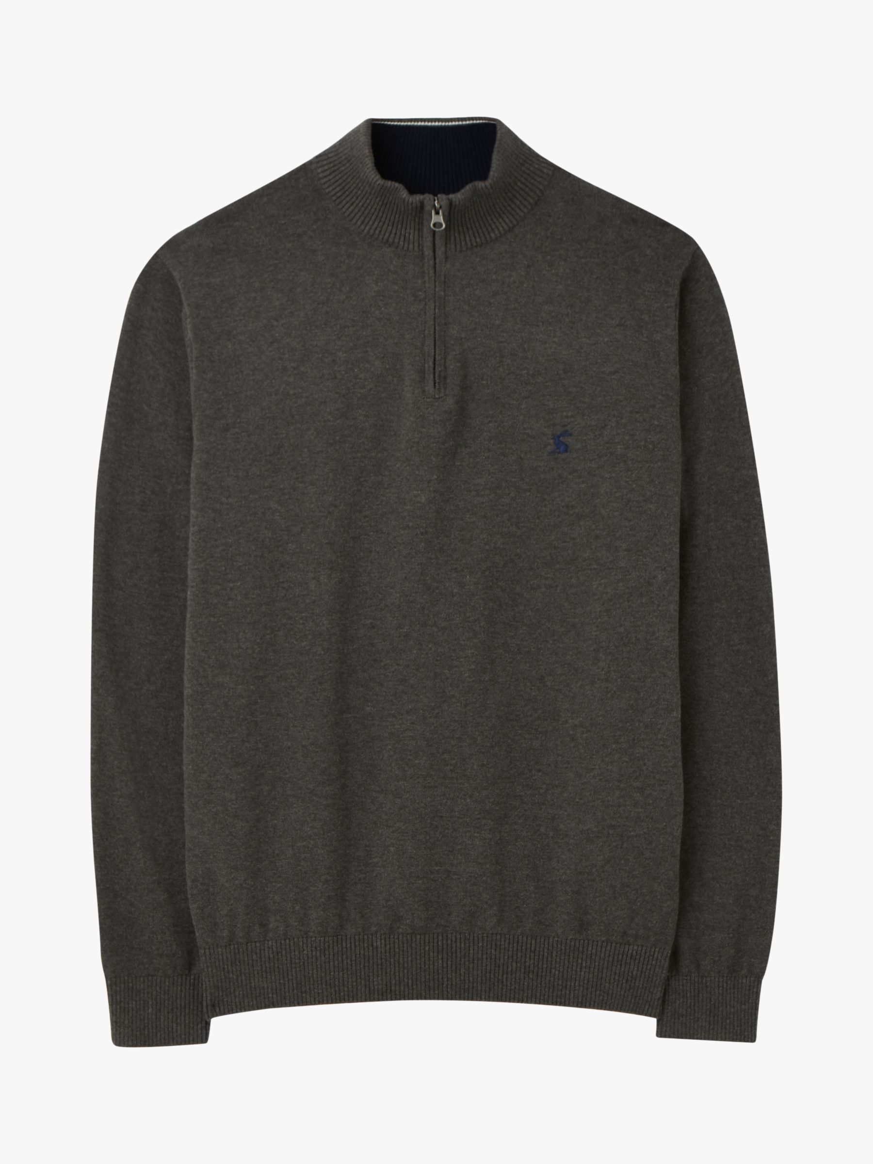 Joules Hillside Funnel Neck Zip Jumper, Grey Marl at John Lewis & Partners