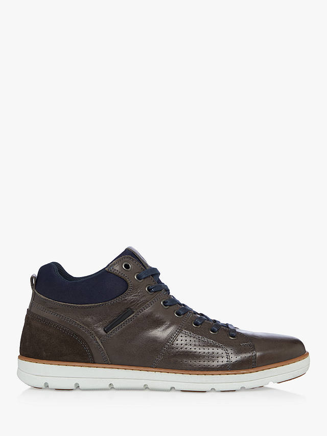 Dune Stakes Leather High Top Trainers, Grey