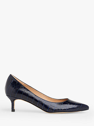 L.K.Bennett Audrey Leather Croc-Effect Kitten Heel Court Shoes