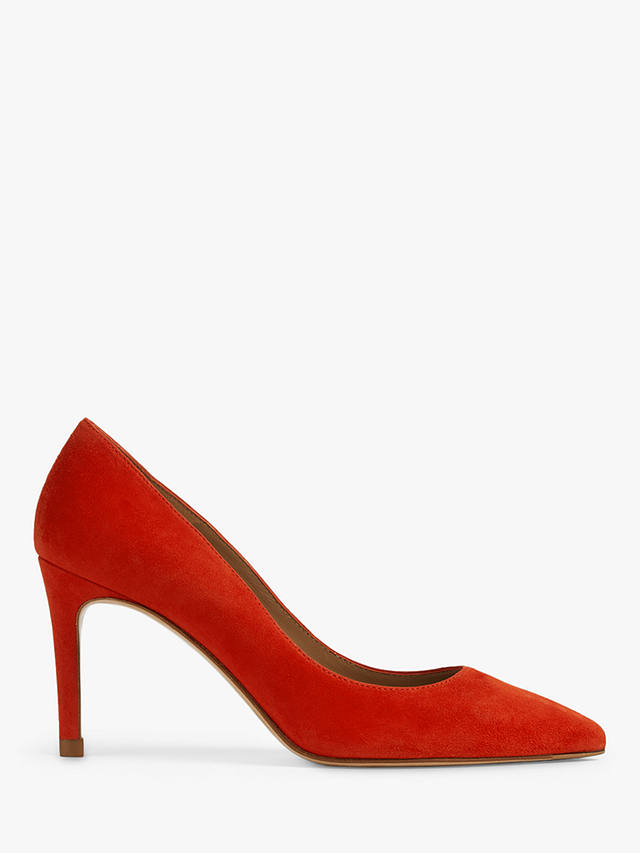 L.K.Bennett Floret Suede Stiletto Heel Court Shoes, Scarlet