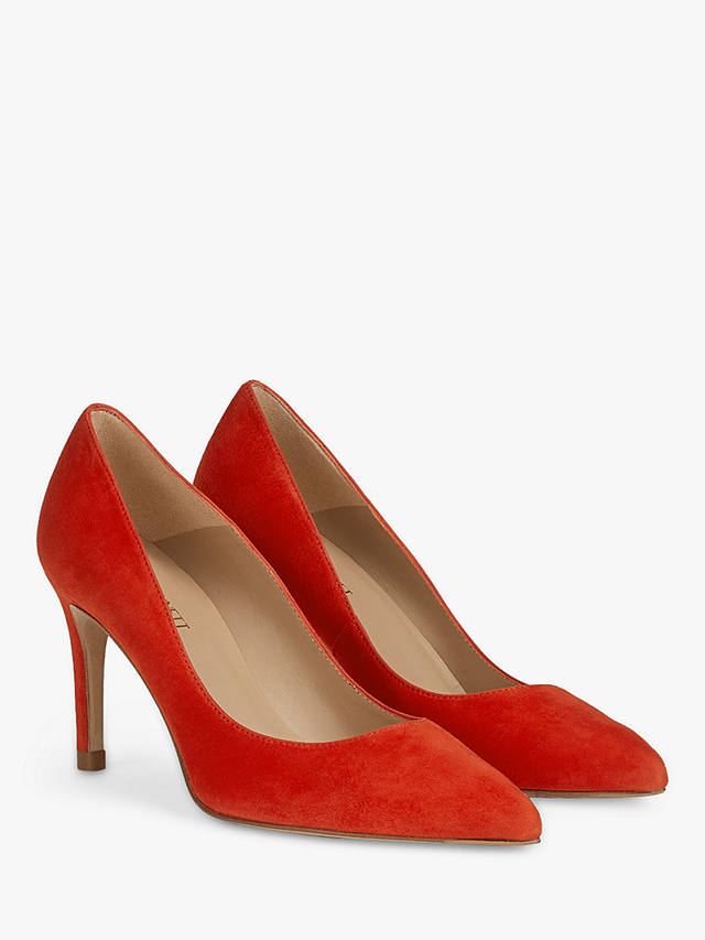 L.K.Bennett Floret Suede Stiletto Heel Court Shoes, Scarlet