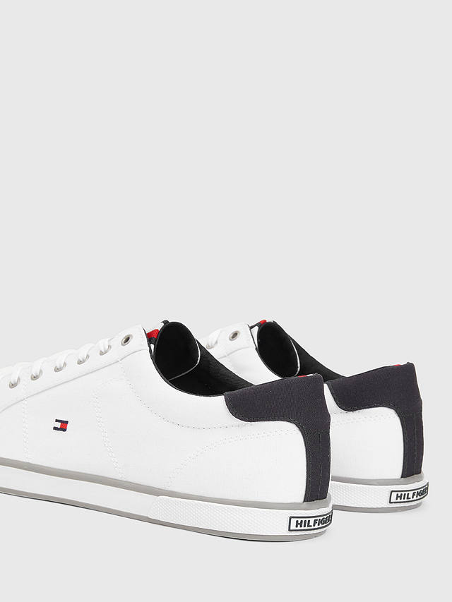 Tommy Hilfiger Canvas Lace-Up Trainers, White at John Lewis & Partners