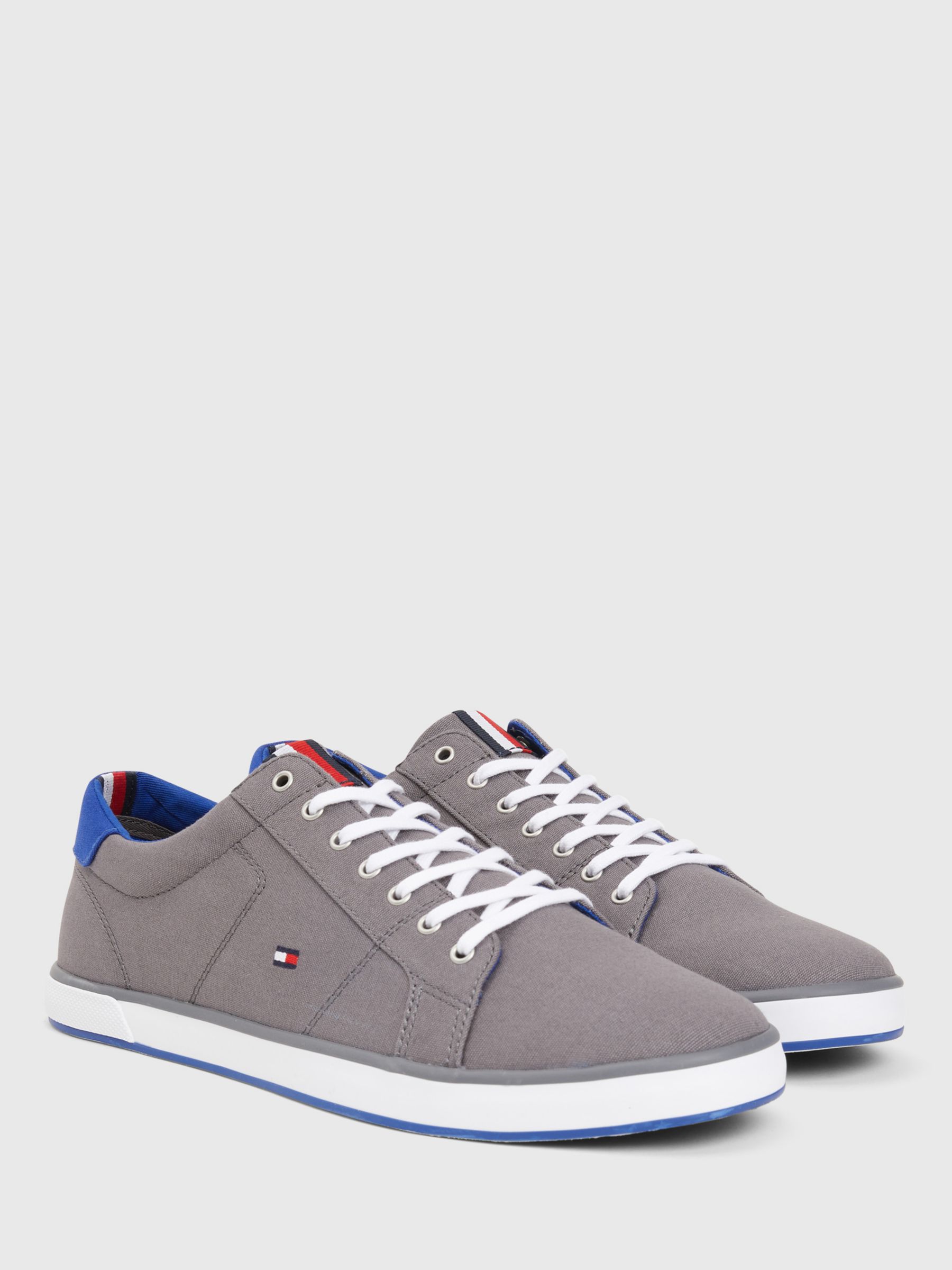 Canvas Lace-Up Trainers, Steel Grey at Lewis Partners