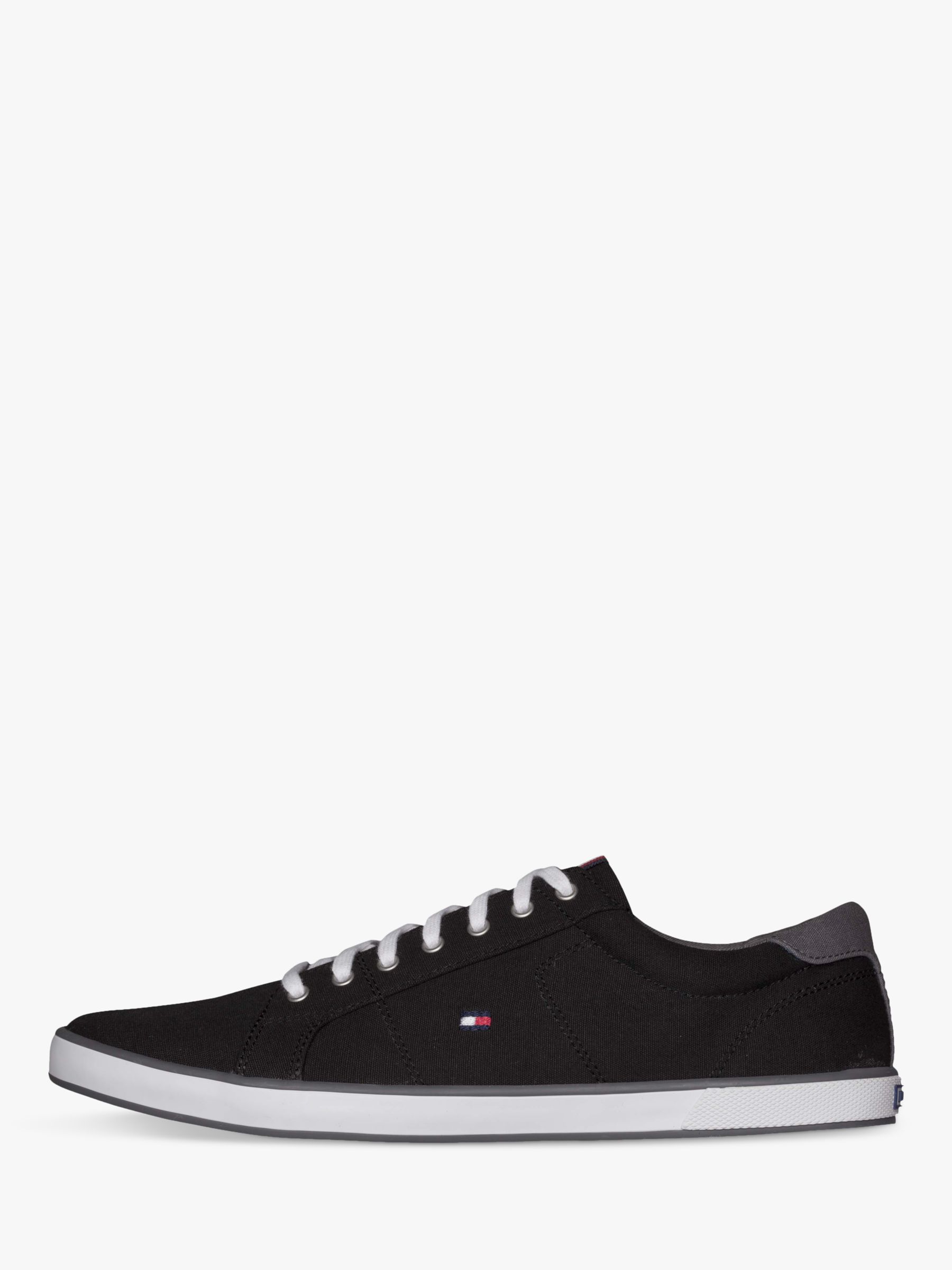 Tommy Hilfiger Canvas Lace-Up Trainers, Black, 6
