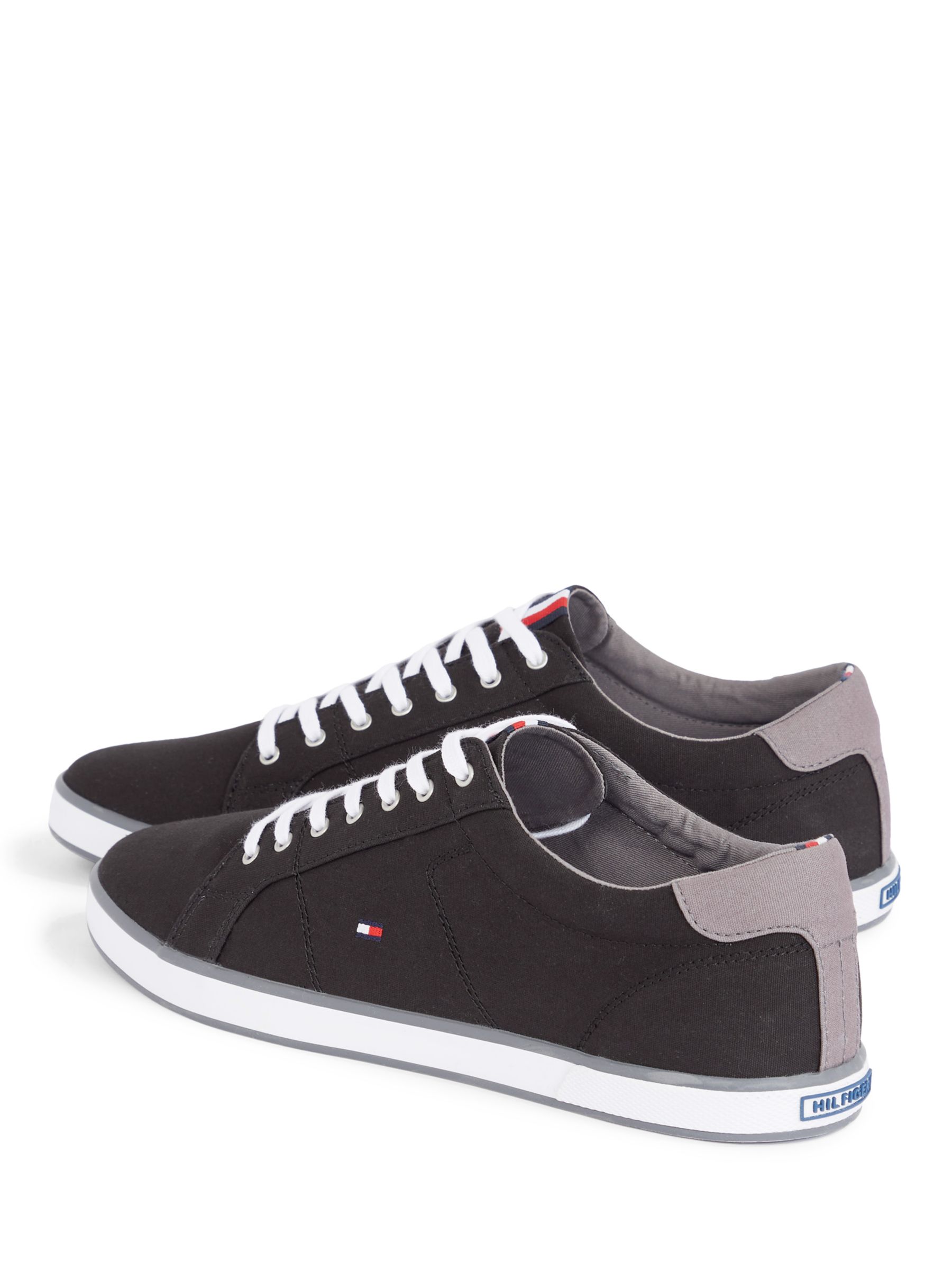 Tommy Hilfiger Canvas Lace-Up Trainers, Black, 6