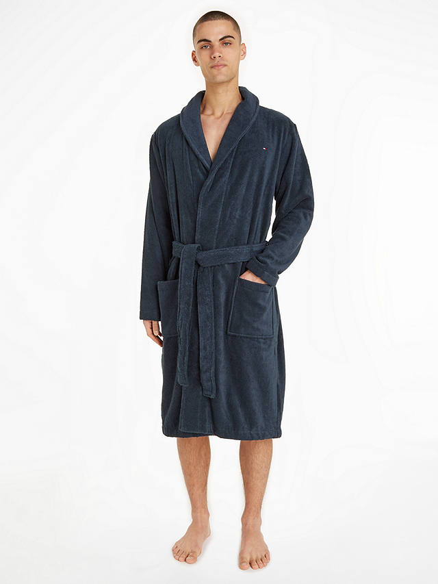 Tommy Hilfiger Pure Cotton Towelling Robe, Navy Blazer