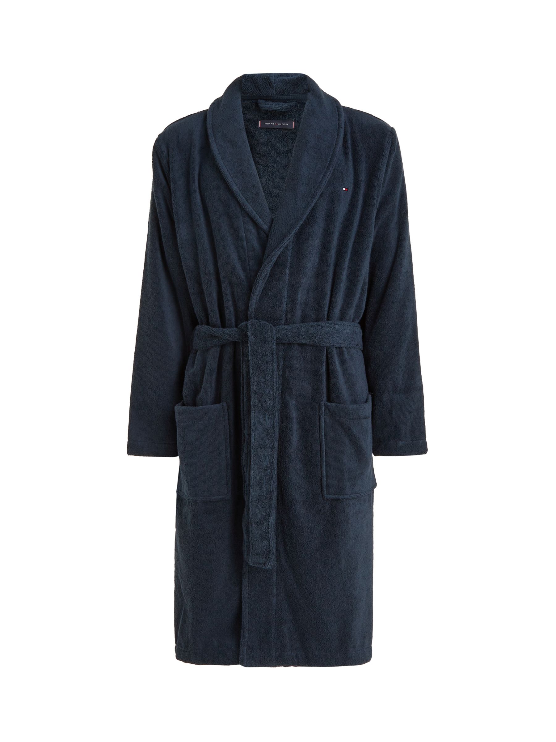 Tommy Hilfiger Pure Cotton Towelling Robe, Navy Blazer, XS
