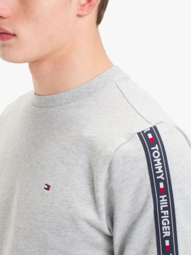 Tommy Hilfiger Logo Tape Sweatshirt, Grey Heather, XS | Sweatshirts