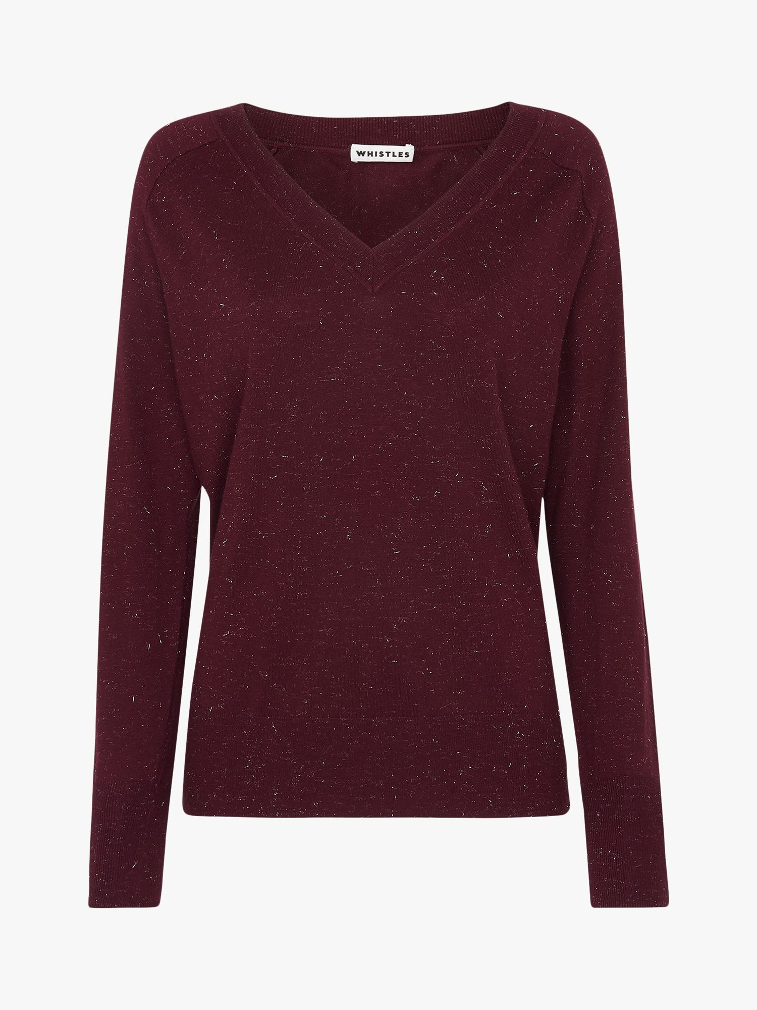 Whistles Annie Sparkle Knit Jumper, Burgundy at John Lewis & Partners