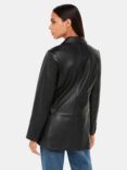 Whistles Aliza Double Breasted Leather Jacket, Black