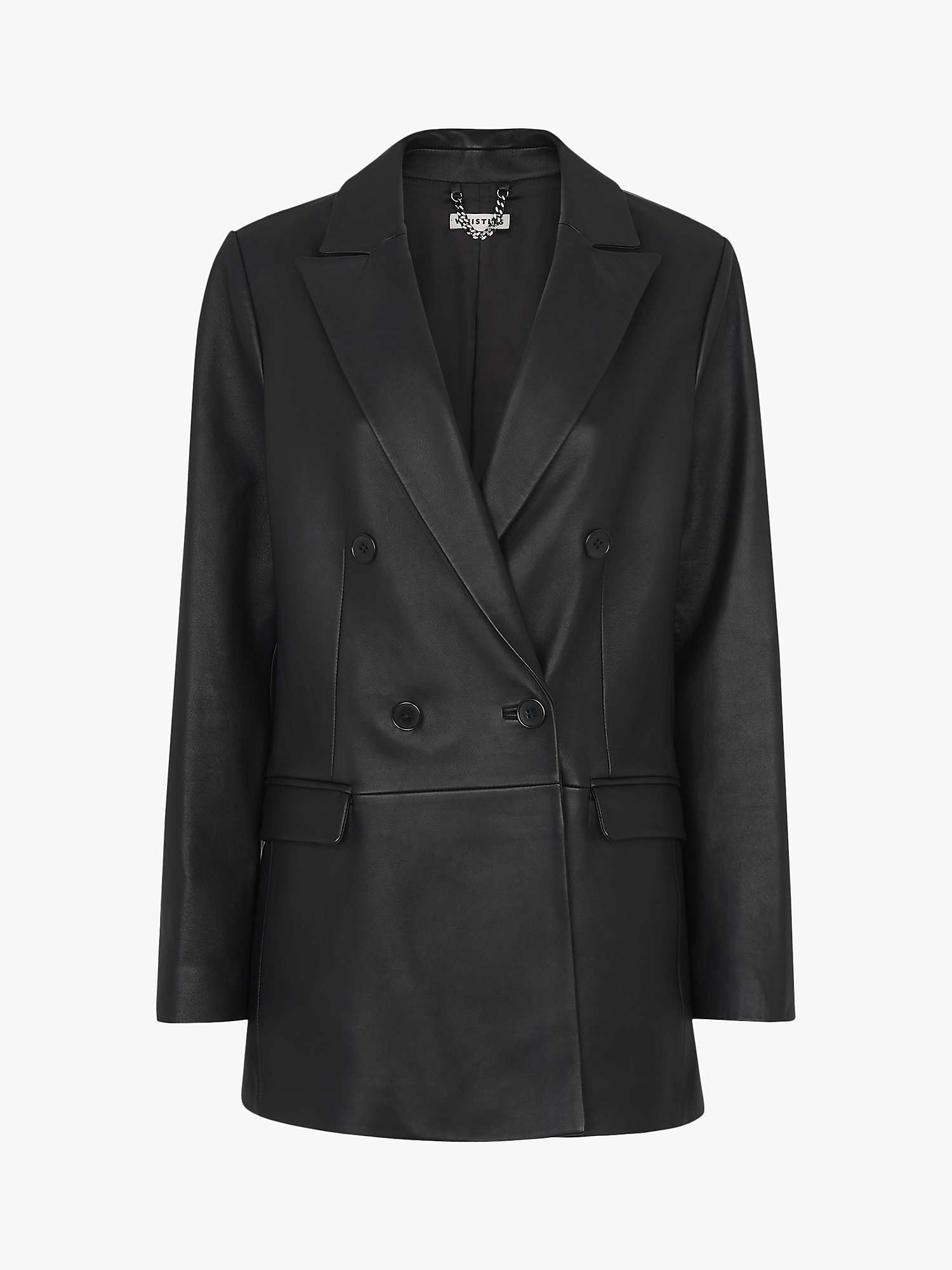 Buy Whistles Aliza Leather Double Breasted Blazer Jacket, Black Online at johnlewis.com