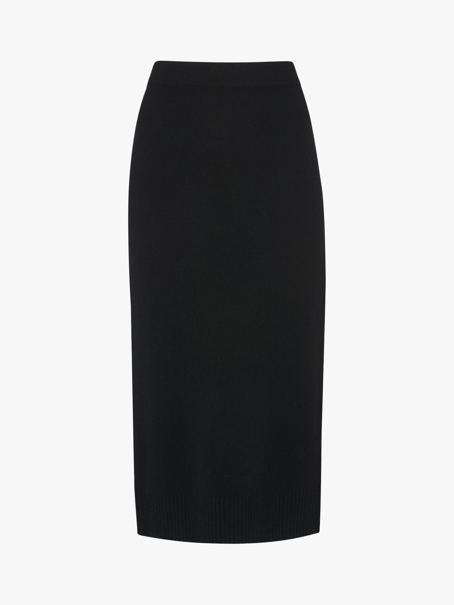 Whistles Knitted Merino Wool Midi Skirt, Black at John Lewis & Partners