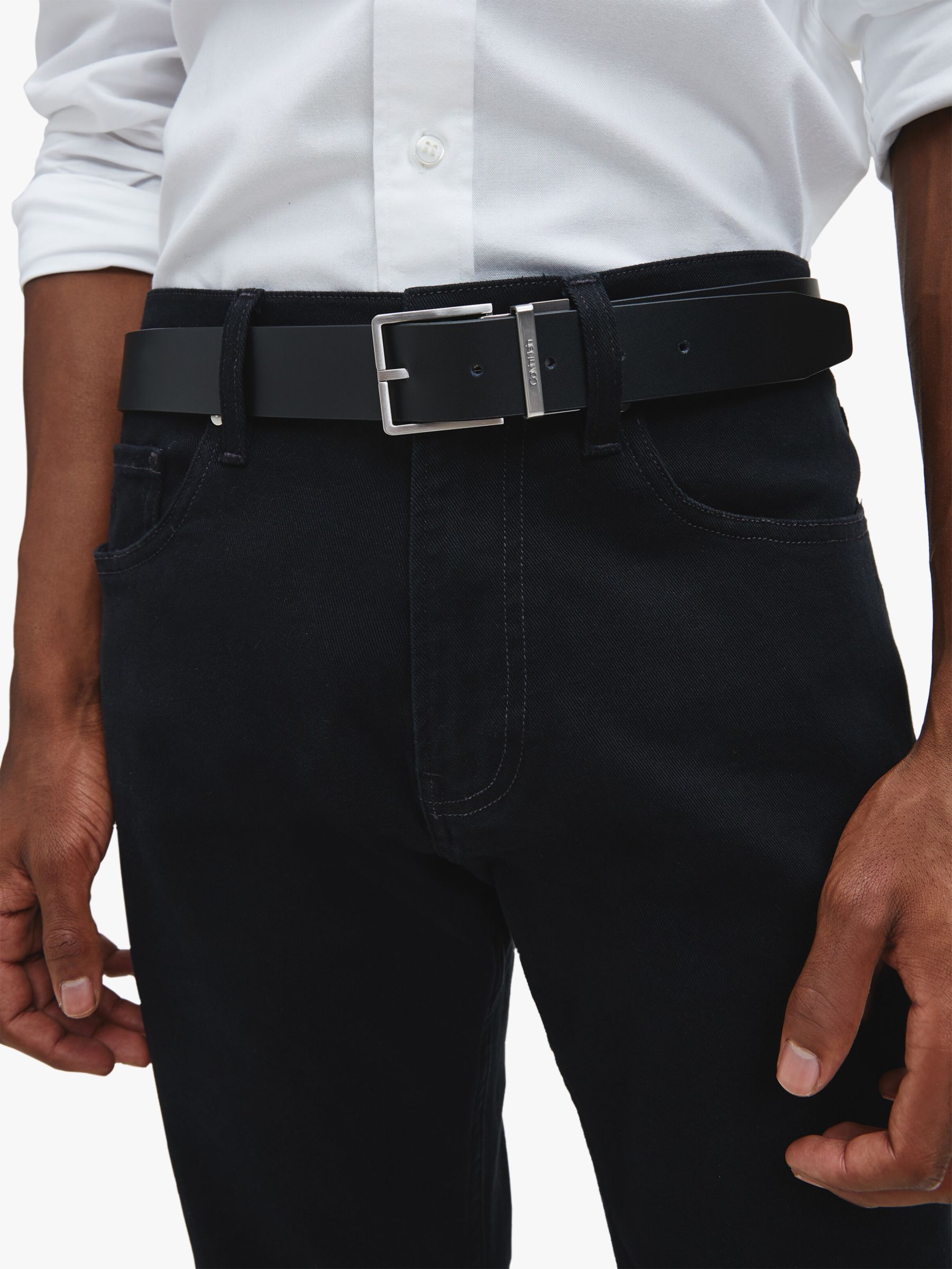 Calvin Klein Formal Leather Jeans Belt, Black