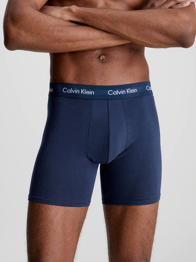 Calvin Klein Cotton Stretch Boxer Brief, Pack of 3, Black/Blue Shadow/Cobalt Water