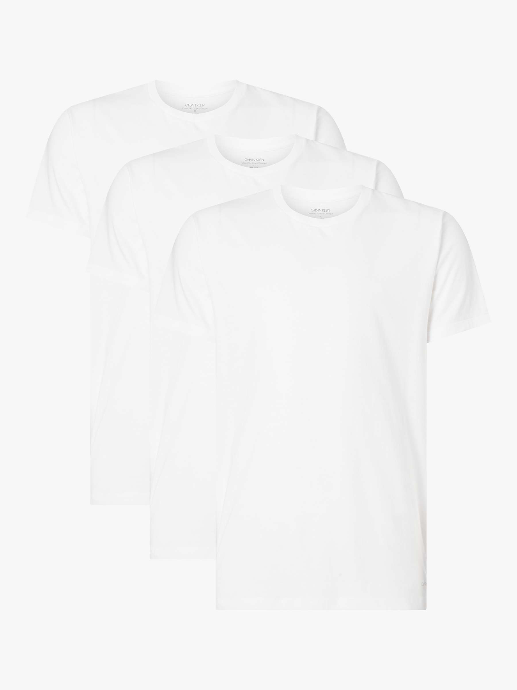 Buy Calvin Klein Pure Cotton Plain Lounge Top, Set of 3, White Online at johnlewis.com