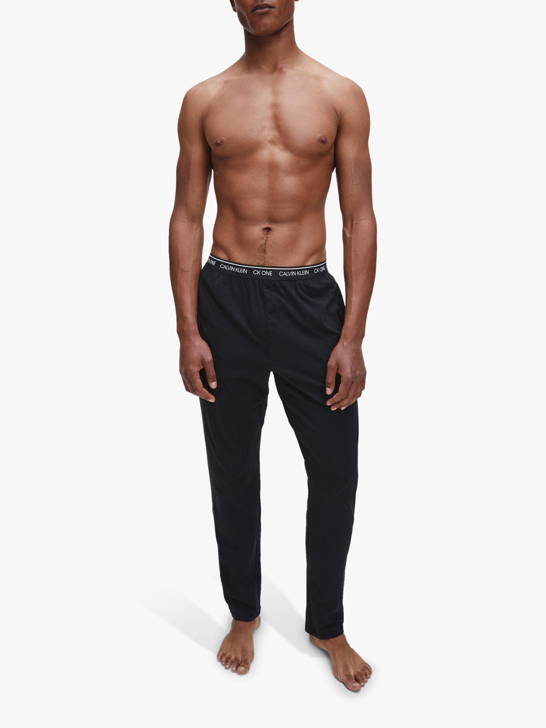 Calvin Klein Cotton Jersey Sleep Trousers, Black at John Lewis & Partners
