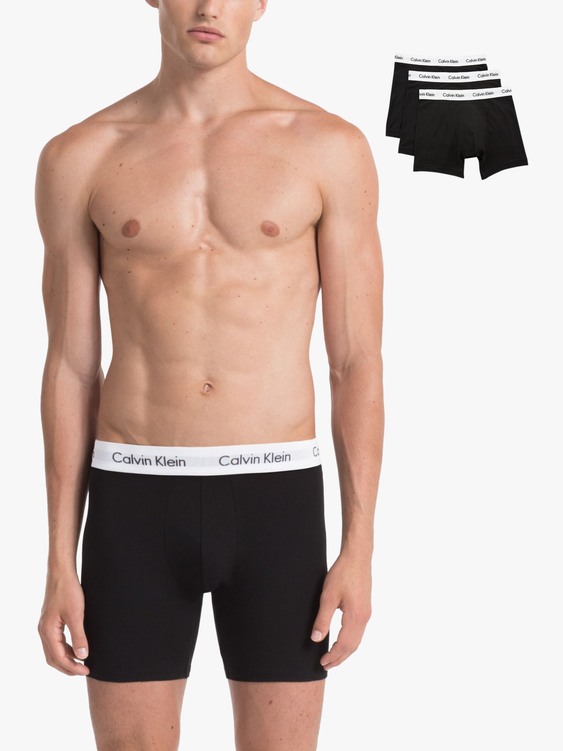 Calvin Klein Cotton Stretch Boxer Brief, Pack of 3, Black at John Lewis &  Partners
