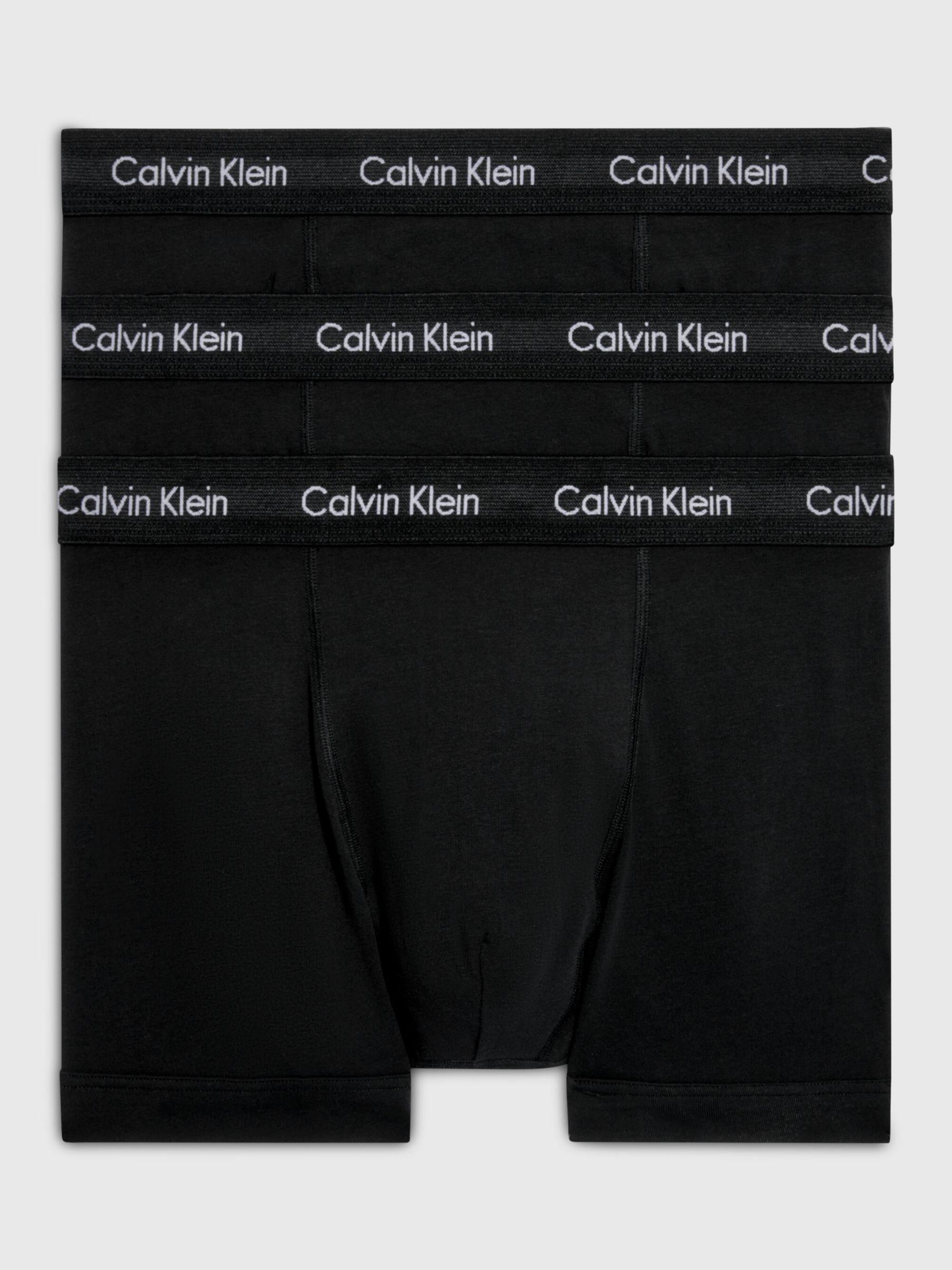 Calvin Klein Regular Cotton Stretch Trunks, Pack of 3, Black at John ...