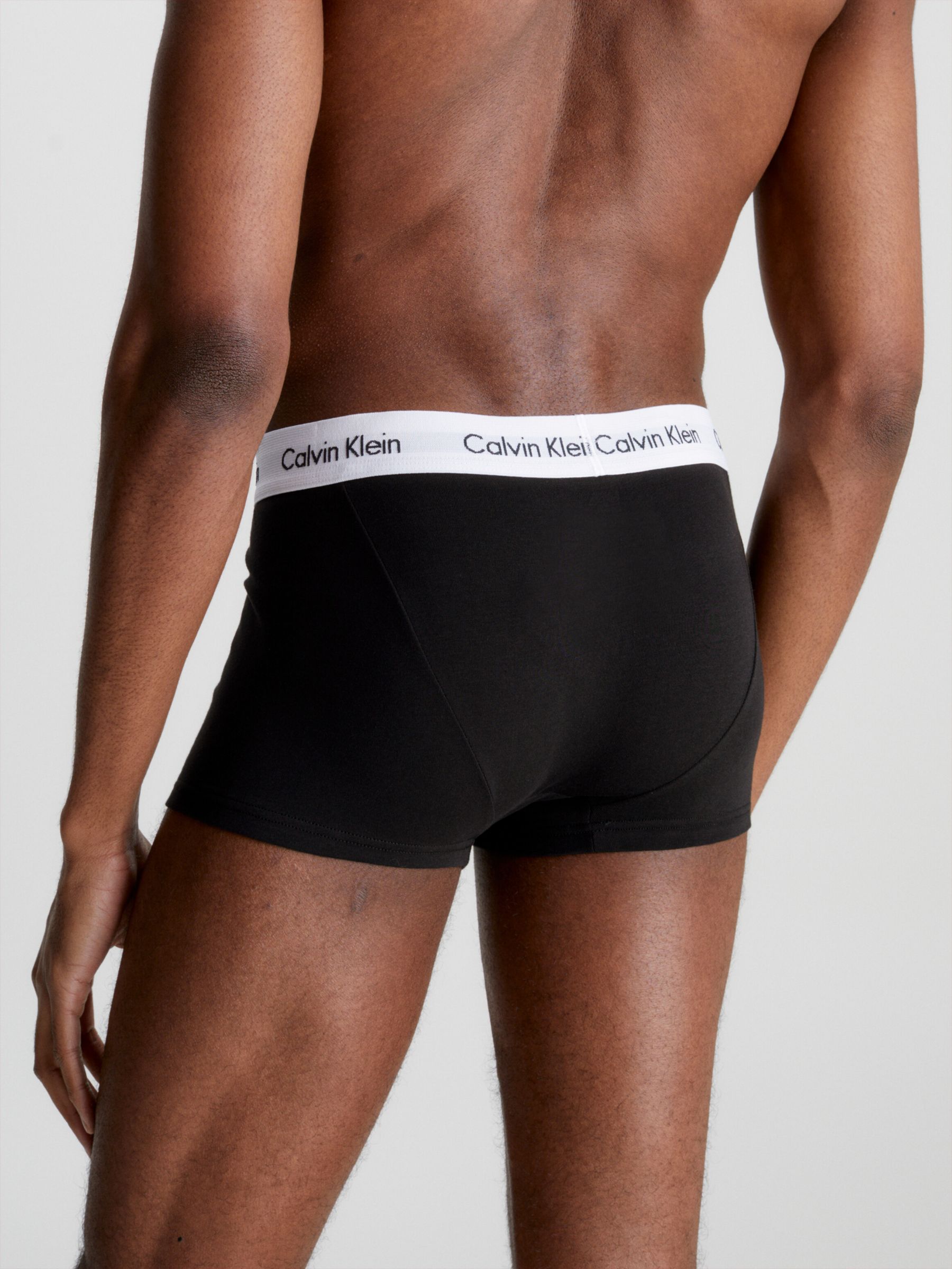 Calvin Klein Low Rise Stretch Trunks, Pack 3, Black at John Lewis & Partners