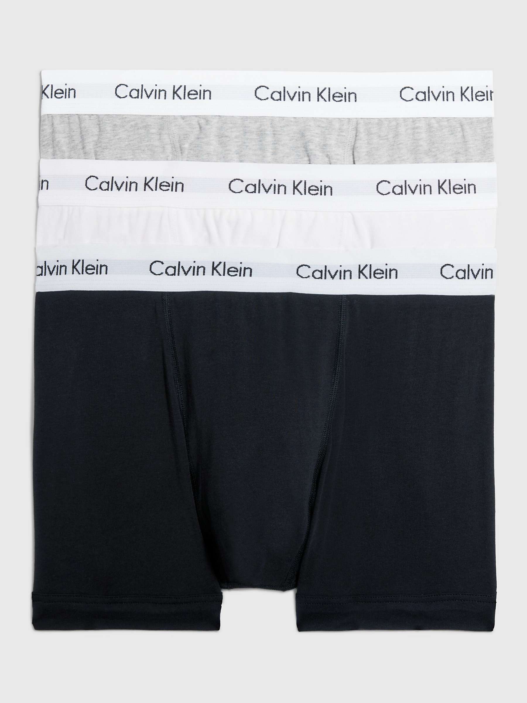 Calvin Klein Regular Cotton Stretch Trunks, Pack of 3, Black/White/Grey ...