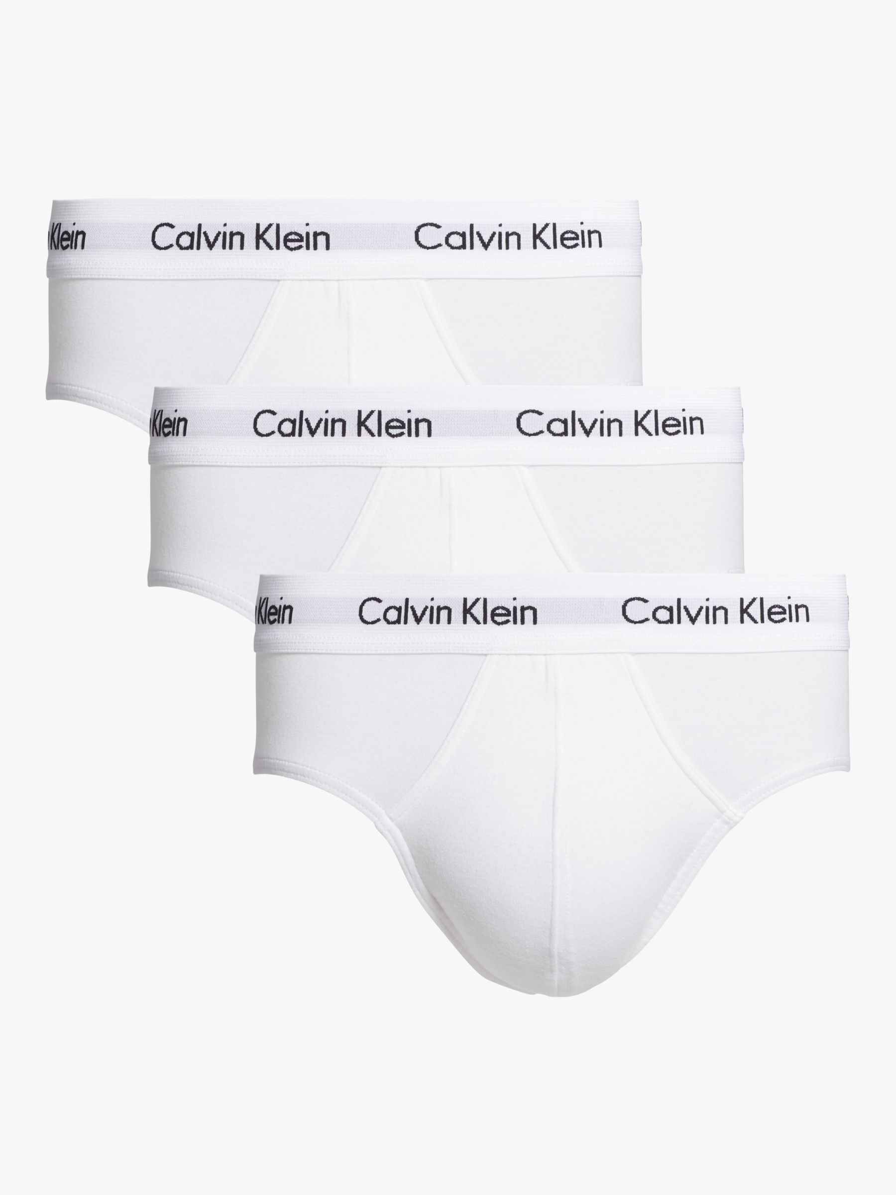 Calvin Klein Underwear Cotton Briefs, Pack of 3, White at John Lewis ...