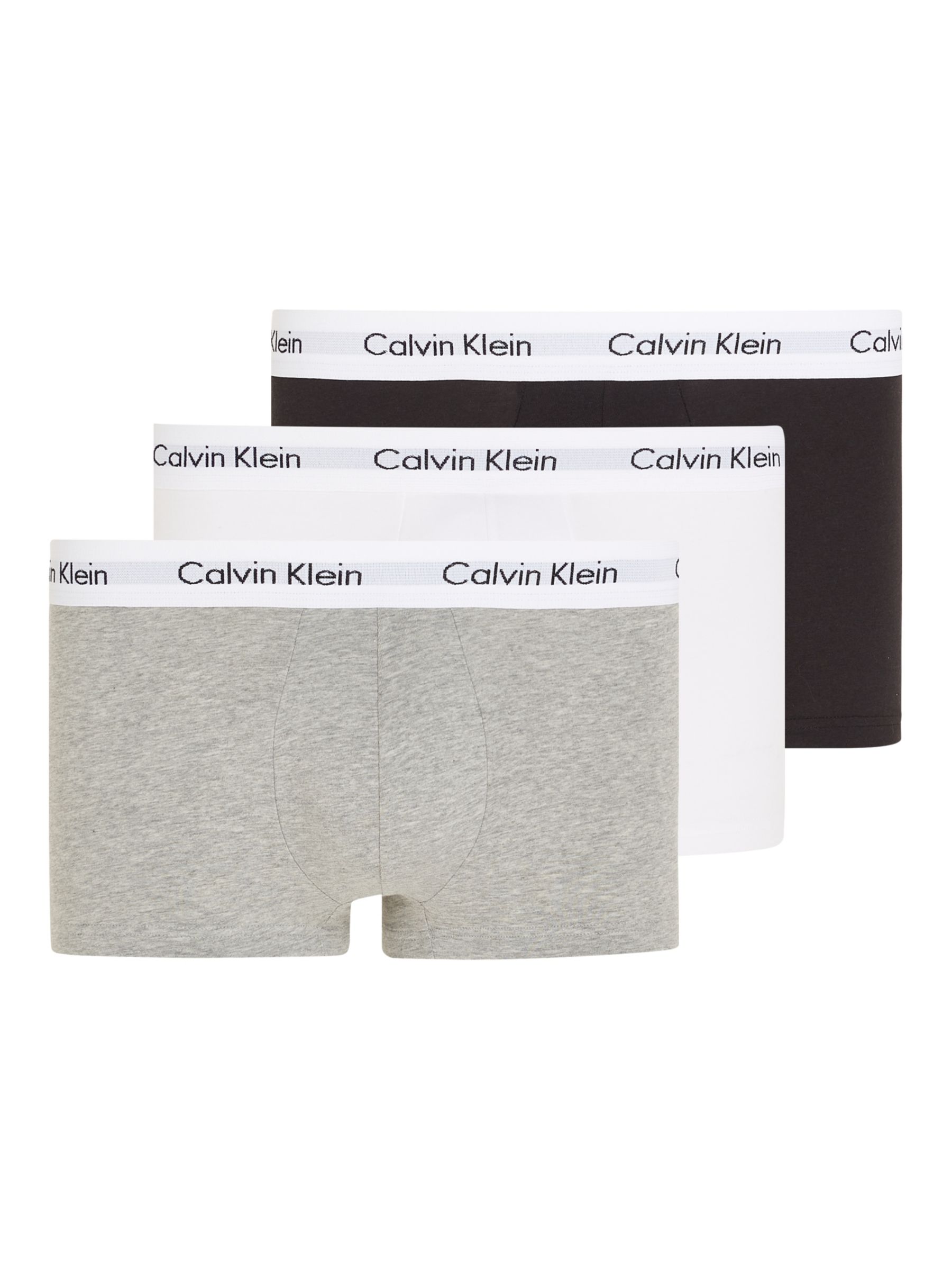 Calvin Klein Low Rise Cotton Stretch Trunks, Pack of 3, Black/White ...