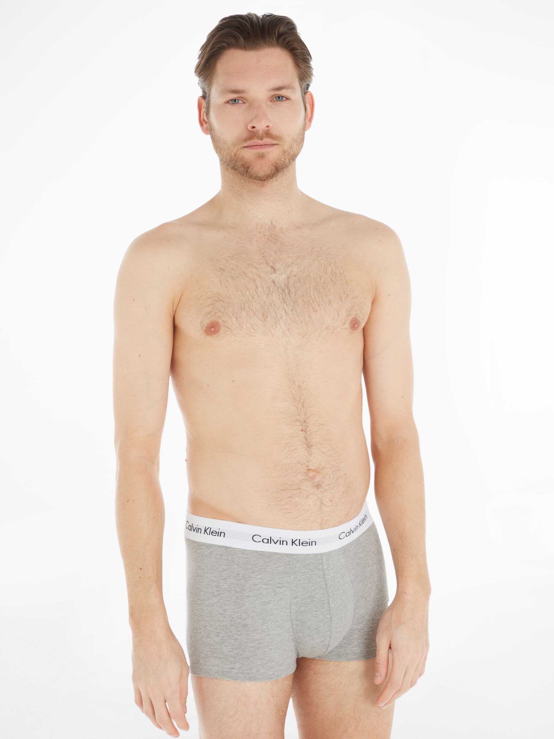 Calvin Klein Low Rise Trunks, Pack of Black/White/Grey Heather at John Lewis & Partners