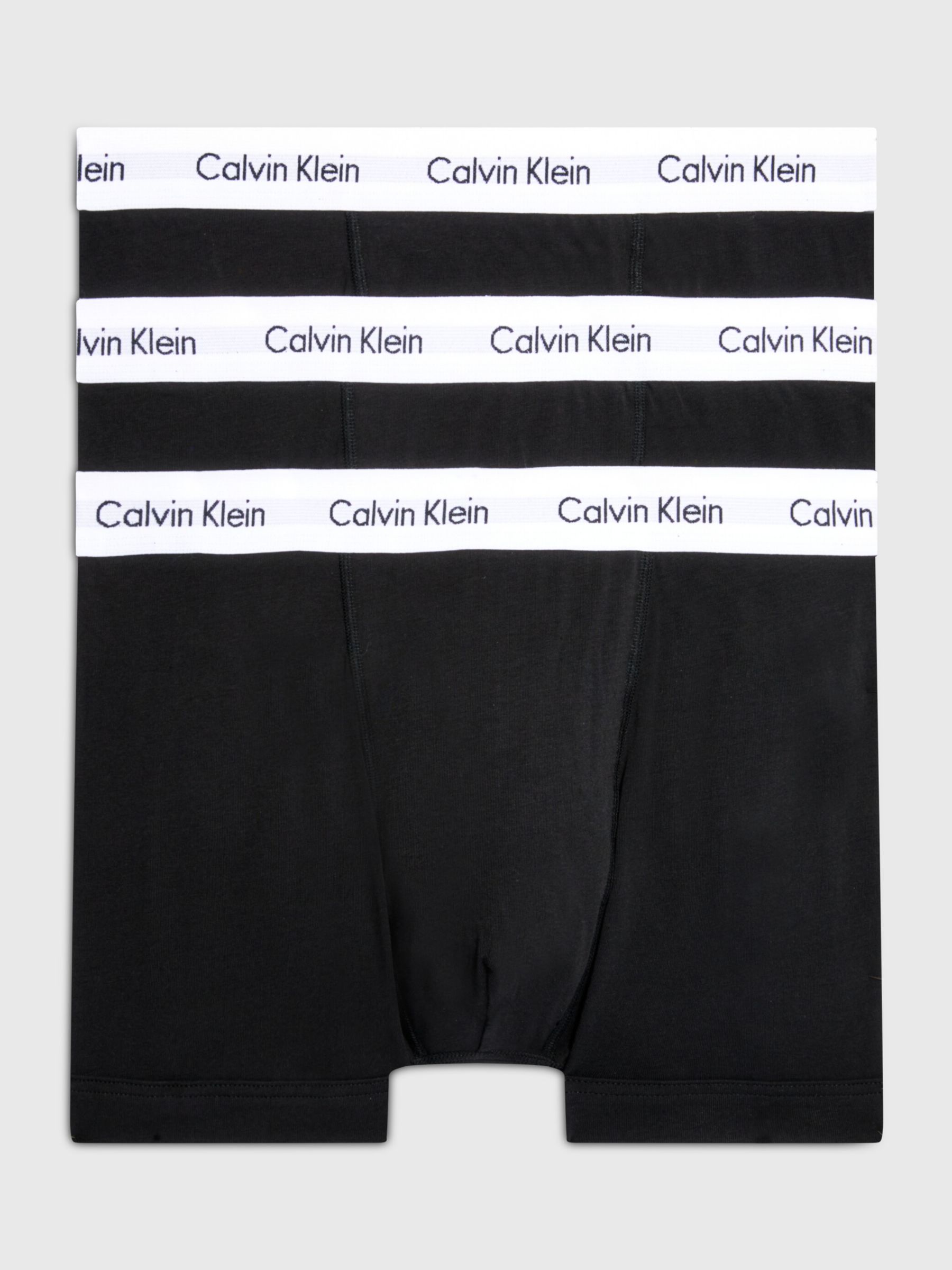Calvin Klein Regular Cotton Stretch Trunks, Pack of 3, Black/White at ...