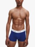 Calvin Klein Low Rise Cotton Stretch Trunks, Pack of 3, Red Ginger/White/Pyro Blue