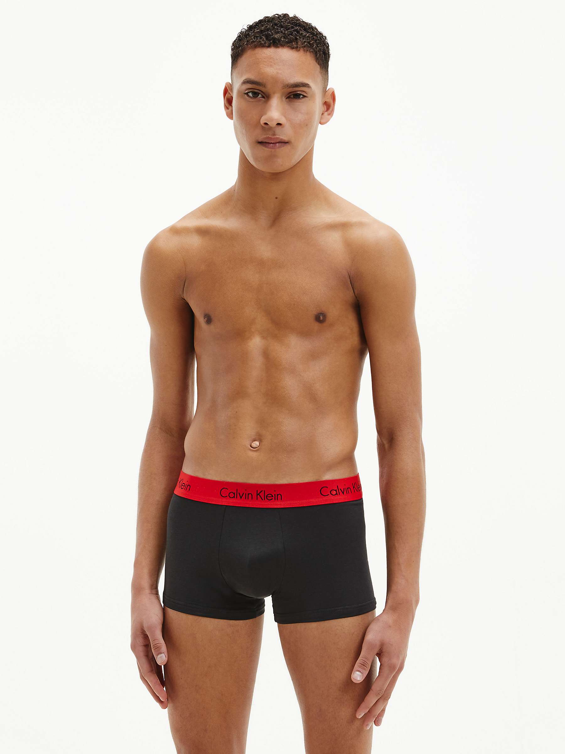 Buy Calvin Klein Cotton Stretch Trunks, Pack of 2, Black/Red Online at johnlewis.com