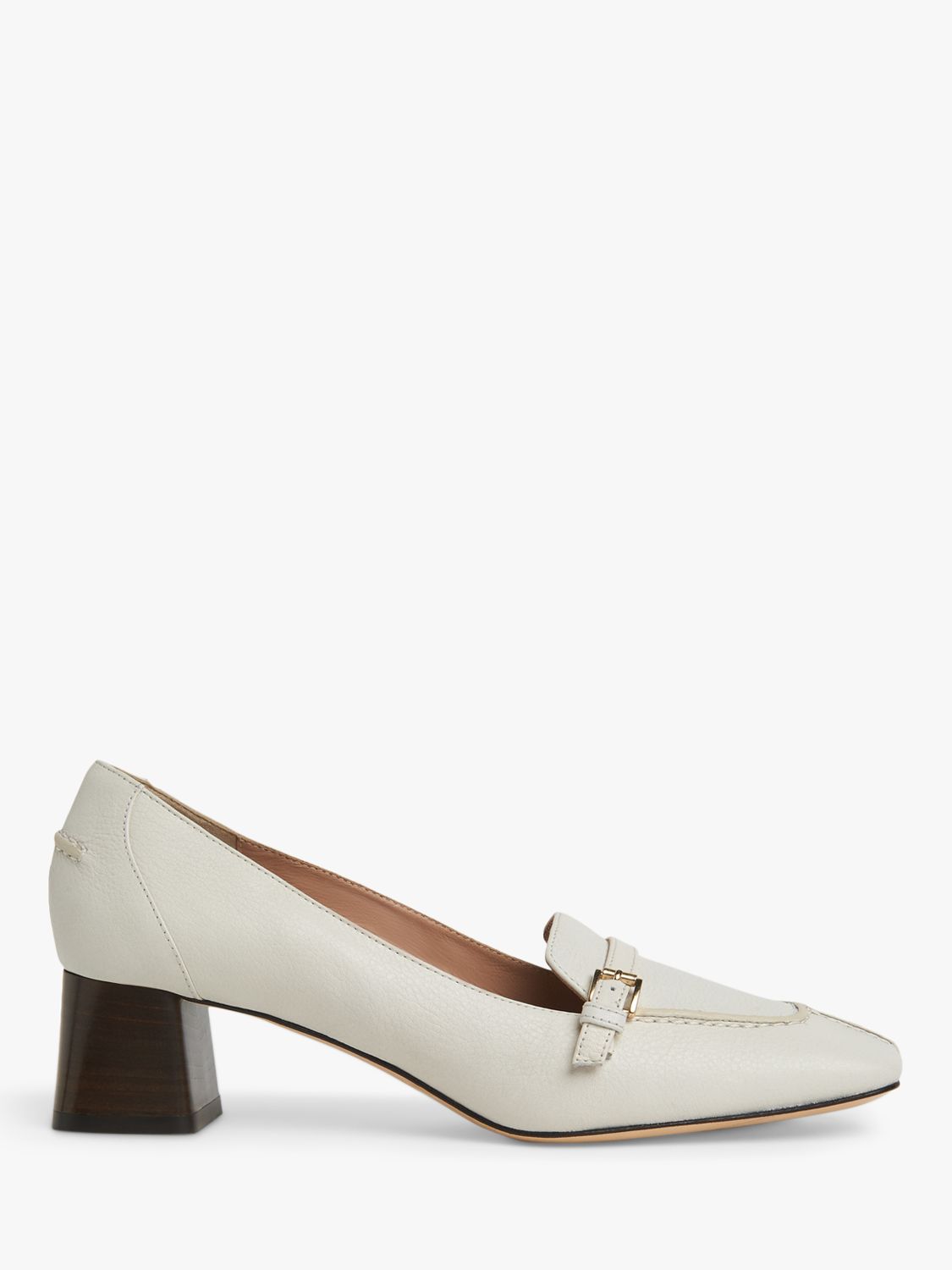 L.K.Bennett Felicity Low Block Heel Leather Court Shoes, Off White at ...