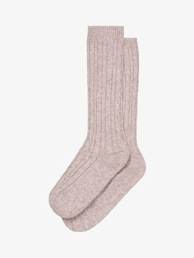 Brora Cashmere Bed Socks, Ash