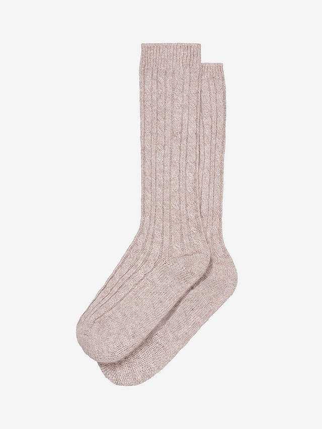 Brora Cashmere Bed Socks, Ash